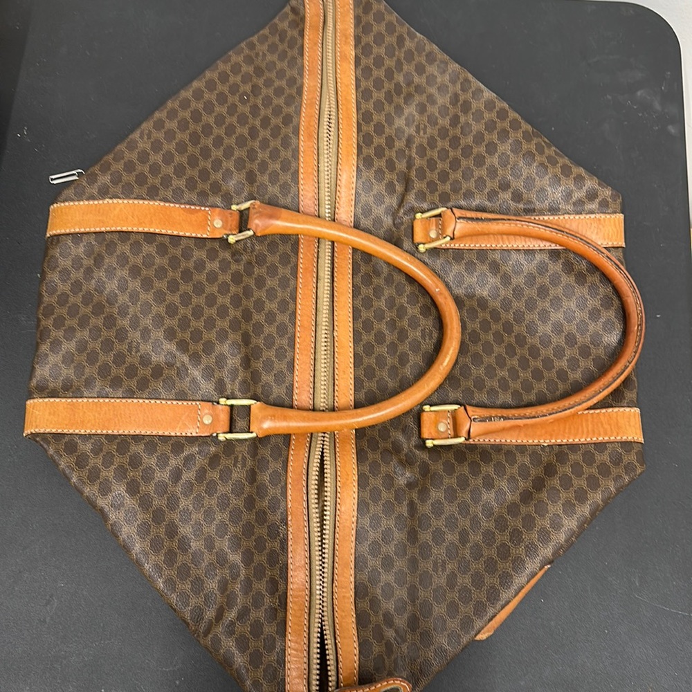 Celine Brown and Tan Patterned Tote